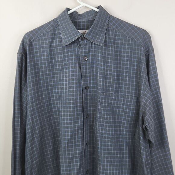 VTG Ermenegildo Zegna Plaid Print Long Sleeve Cotton Button Down Shirt Large - Picture 3 of 7